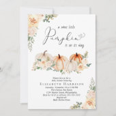 Elegant Pumpkin Floral Watercolor Baby Shower Einladung (Vorderseite)