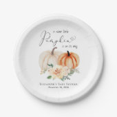 Elegant Pumpkin Floral Watercolor Baby Shower Pappteller (Vorderseite)