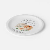 Elegant Pumpkin Floral Watercolor Baby Shower Pappteller (Schrägansicht)