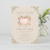 Elegant Pumpkin Neutral Tone Halloween Einladung (Stehend Vorderseite)
