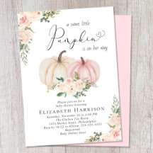 Elegant Pumpkin Pink Floral Baby Girl Dusche
