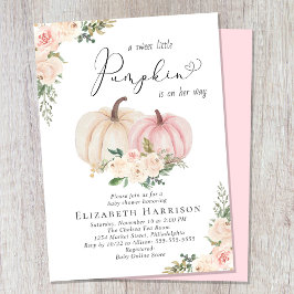 Elegant Pumpkin Pink Floral Baby Girl Dusche Einladung