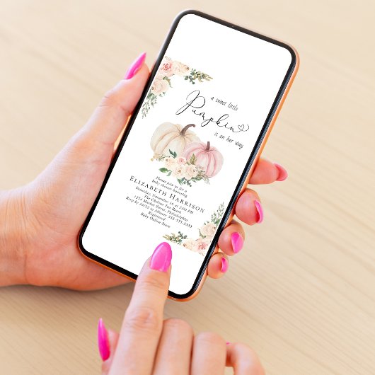 Elegant Pumpkin Pink Floral Baby Girl Dusche Einladung