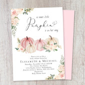 Elegant Pumpkin Pink Floral Baby Girl Dusche Einladung