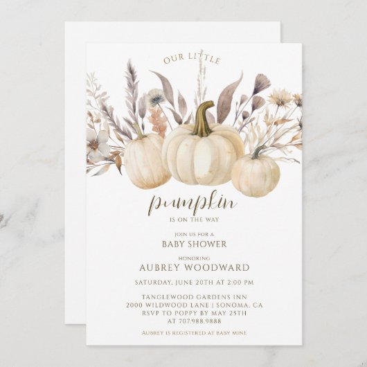 Elegant Pumpkins Baby Shower Einladung (Vorne/Hinten)