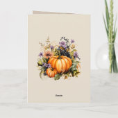 Elegant Pumpkins Floral Foto Happy Thanksgiving Karte (Rückseite)