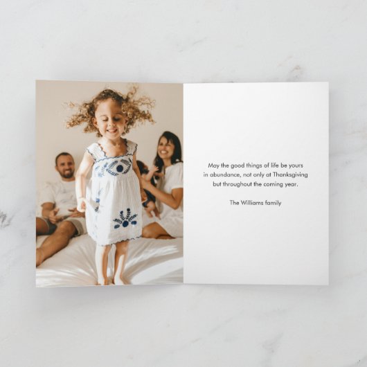 Elegant Pumpkins Floral Foto Happy Thanksgiving Karte (Innenseite)