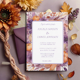 Elegant Pumpkins Purple Flowers Einladung Hochzeit