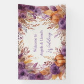 Elegant Pumpkins Purple Flowers Hochzeit Banner (Vertikal)