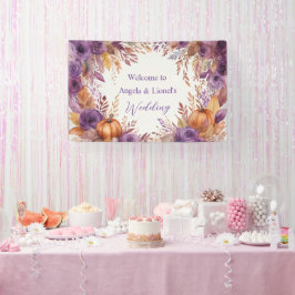 Elegant Pumpkins Purple Flowers Hochzeit Banner