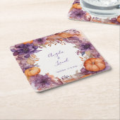Elegant Pumpkins Purple Flowers Hochzeit Rechteckiger Pappuntersetzer (angewinkelt)
