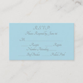 Elegant Purist Blue Gray Formal Wedding RSVP Card Begleitkarte