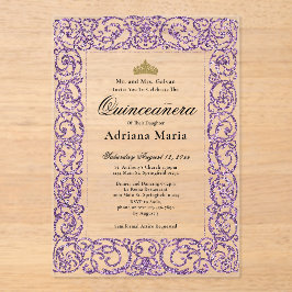 Elegant Purple 15th Birthday Quinceanera Acryleinladungen