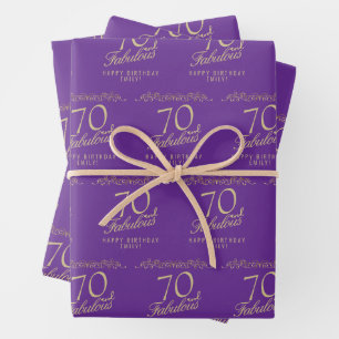 Elegant Purple 70 und Fabelhaft 70. Geburtstag  Geschenkpapier Set