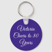 Elegant Purple 80th Birthday Keychain Schlüsselanhänger (Rückseite)