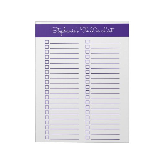 Elegant Purple 8.5x11 Two Column Checklist Notizblock (Rotiert)