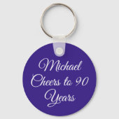 Elegant Purple 90th Birthday Keychain Schlüsselanhänger (Vorderseite)
