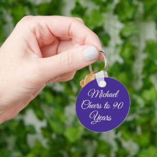 Elegant Purple 90th Birthday Keychain Schlüsselanhänger
