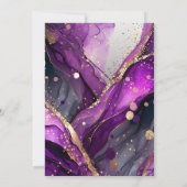 Elegant Purple Agate Black Glitter Wedding Einladung (Rückseite)