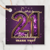 Elegant Purple Amethyst Gold 21st Birthday Party Geschenkanhänger (Vorderseite)