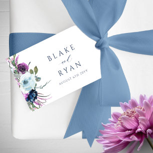 Elegant Purple and Blue Floral Wedding Geschenkanhänger