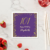 Elegant Purple and Gold 101st Birthday Serviette (Beispiel)
