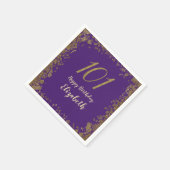 Elegant Purple and Gold 101st Birthday Serviette (Ecke)