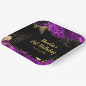 Elegant Purple and Gold Flowers Birthday Party Pappteller (Gewinkelt)