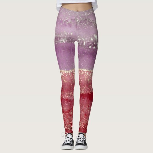 Elegant purple and gold glitter leggings (Vorderseite)