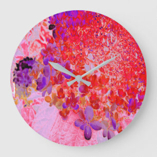 Elegant Purple and Orange Limelight Hydrangea Große Wanduhr