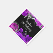 Elegant Purple and Silver Flowers Birthday Party  Serviette (Ecke)
