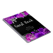 Elegant Purple and Silver Flowers Guest Book Notizblock (Rechte Seite)