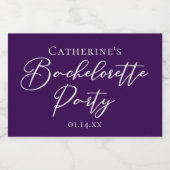 Elegant Purple Bachelorette Party Custom Mini Schaumweinetikett (Einzelnes Label)