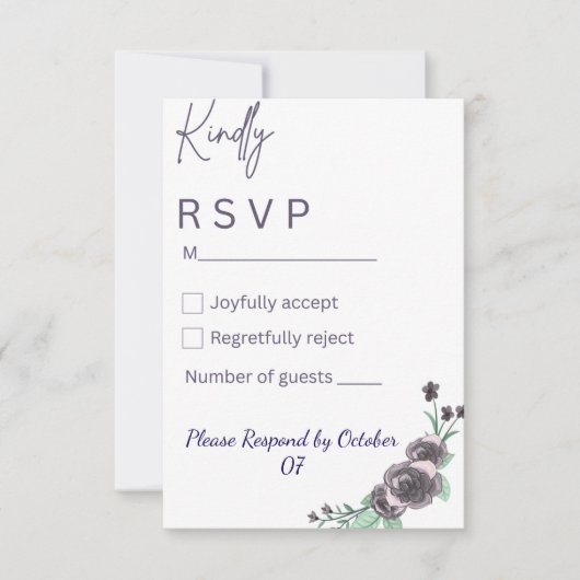 Elegant purple & black watercolor RSVP Card (Vorderseite)