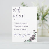 Elegant purple & black watercolor RSVP Card (Stehend Vorderseite)