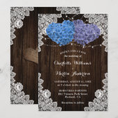 Elegant Purple Blue Rustic Floral Wedding Einladung (Vorne/Hinten)