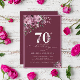 Elegant Purple Blumen 70. Geburtstag Einladung