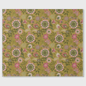 Elegant Purple Boho Flowers on Mustard Yellow Geschenkpapier (Flach)