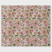 Elegant Purple Boho Flowers on Pink Geschenkpapier (Flach)