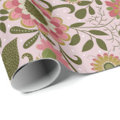 Elegant Purple Boho Flowers on Pink Geschenkpapier (Rolleneckpunkt)