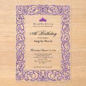Elegant Purple Border 18th Birthday Debut Acryleinladungen (Vorderseite)