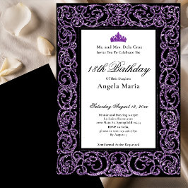 Elegant Purple Border 18th Birthday Debut Einladung