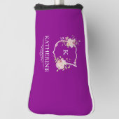 Elegant Purple Botanical Crest Feminine Monogram Golf Headcover (Rotieren 90)