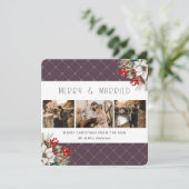 Elegant Purple Botanical Newlywed Feiertagskarte (Stehend Vorderseite)