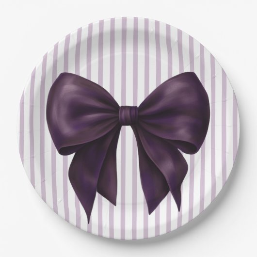 Elegant Purple Bow Baby Shower Pappteller (Vorderseite)