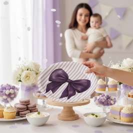 Elegant Purple Bow Baby Shower Pappteller