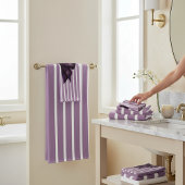 Elegant Purple Bow Striped Bathroom Set