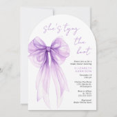 Elegant Purple Bow Watercolor Arch Bridal Shower Einladung (Vorderseite)