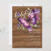 Elegant Purple Butterfly Bridal Shower Invitation Einladung (Vorderseite)