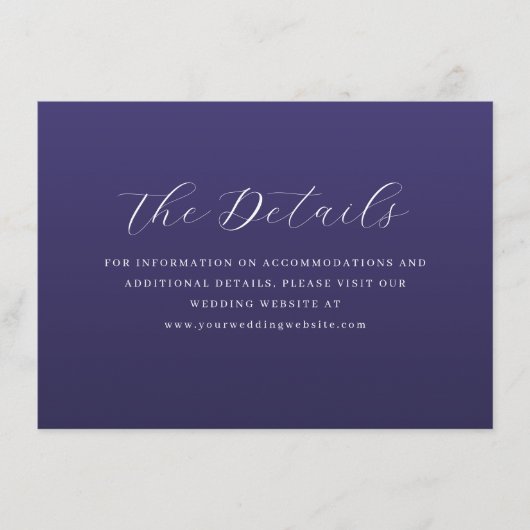 Elegant Purple Calligraphy Begleitkarte (Vorderseite)